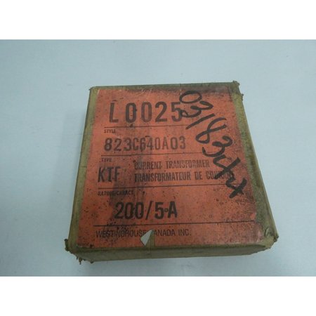 Westinghouse Current Transformer, 0 to 200A, 0 to 5A 823C640A03